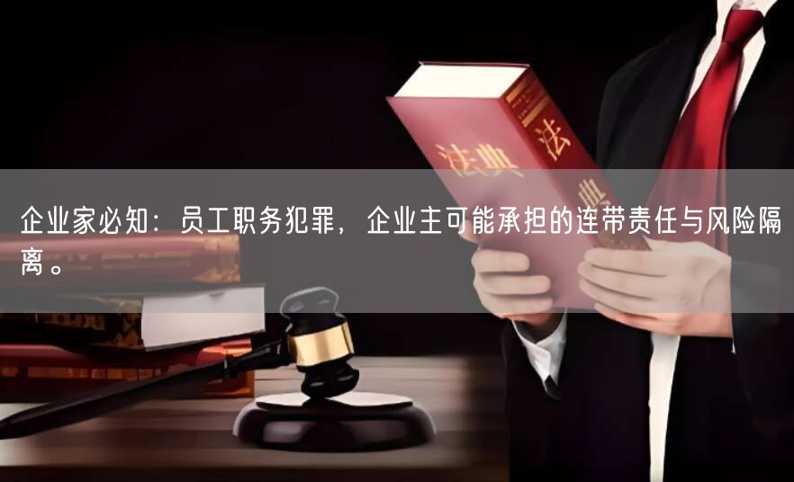 企业家必知:员工职务犯罪,企业主可能承担的连带责任与风险隔离。