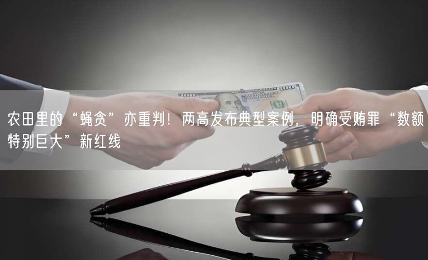农田里的“蝇贪”亦重判!两高发布典型案例,明确受贿罪“数额特别巨大”新红线